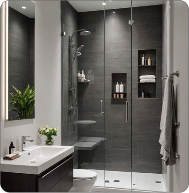 Comfortable office with plants, wooden desk, and two black chairs